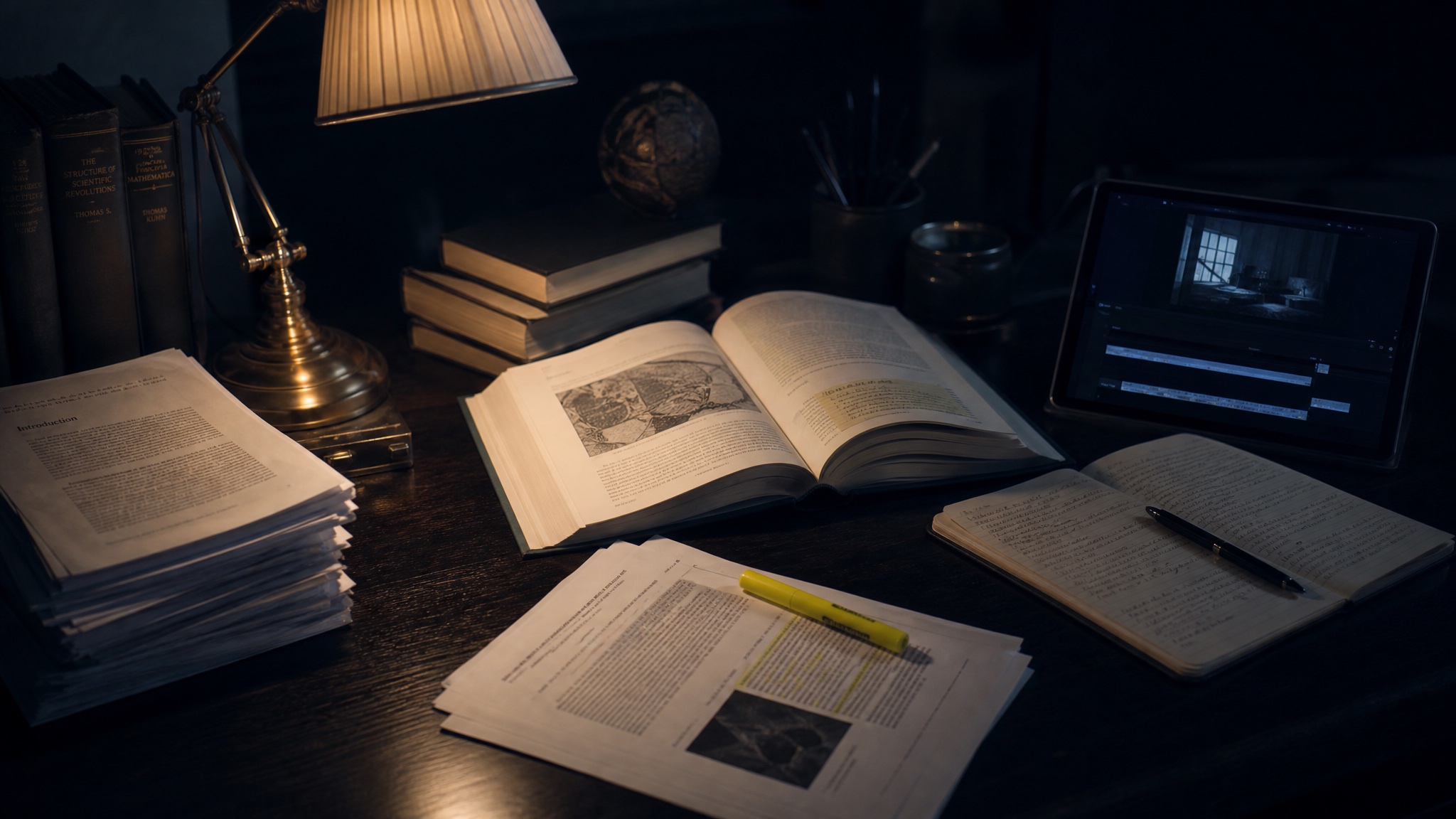 Many sources — papers, a book, a video, a PDF — distilled